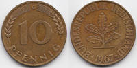 10 Pfennig 1967 G BRD Stahl/tombakplattiert vorzüglich