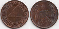 Weimarer Republik 4 Reichspfennig Kupfer - Stempeldrehung -