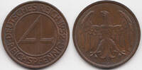 Weimarer Republik 4 Reichspfennig Kupfer -