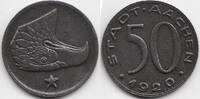 Rheinprovinz 50 Pfennig Aachen - Eisen 1920 (Funck 1.14) Kehrprägung -