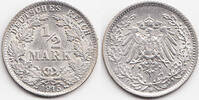 Kaiserreich 1/2 Mark 1915 D Silber - Variante 5 in 1915 mit weitem Abstand fast prägefrisch