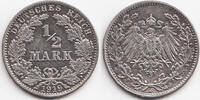 Kaiserreich 1/2 Mark 1919 J Silber - Münzzeichen J doppelt fast prägefrisch