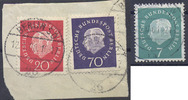 Berlin 7, 20 und 70 Pfennig Freimarkenausgabe Bundespräsident Heuss -