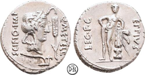 Q. Caecilius Metellus Pius Scipio (Impertator) Denar 47-46 v. Chr. Heeresmünzstätte der Pompeianer i