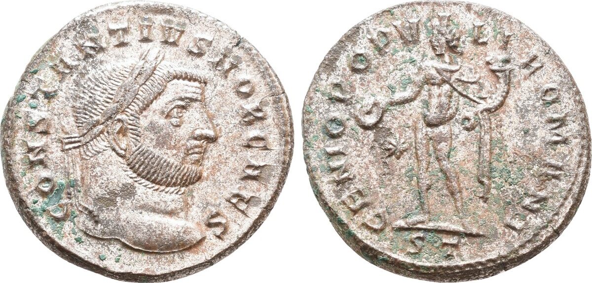 Constantius I Chlorus Follis 296297 n. Chr. Ticinum, Silbersud vz MA