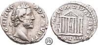 Antoninus Pius (138-161) Denar Roma, Kopf / TEMPLVM DIV AVG REST, Tempel des vergöttlichten Augustus, -