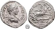 Caracalla (198/211-217) Denar Roma, Büste / Dea Caelestis auf Löwe, gutes Portrait, hübsche Details, -