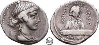 M. Plaetorius Cestianus (Münzmeister) Denar Roma, Kopf der Fortuna / Knabe mit Tafel, attraktives Exemplar, feine Tönung, -