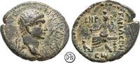 Trajan (98-117) Lokalbronze Gabala (Syria), Kopf / Astarte auf Thron zwischen zwei Sphingen, -