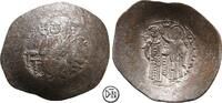 Manuel I Komnenos (1143-1180) Billon Aspron Trachy Constantinopolis, Christus auf Thron / Kaiser und Maria, Silbersud, attraktiv, -