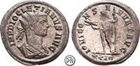 Diocletian (284-305) Antoninian Roma, Büste / Jupiter mit Blitzbündel und Szepter, viel originaler Silbersud, -
