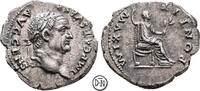 Vespasianus (69-79) Denar Roma, Kopf / Kaiser auf Sella Curulis, feines Portrait, sehr attraktiv, -