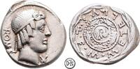 M. Caecilius Metellus (Münzmeister) Denar Roma, Apollokopf / Makedonischer Schild mit Elefantenkopf, hübsches Exemplar, -