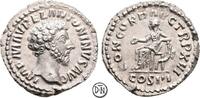 Marcus Aurelius (161-180) Denar 161-162 n. Chr. Roma, Kopf / Concordia auf Thron, ausgezeichnet zent