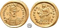 Solidus 430-440 n. Chr. Theodosius II (402-450) Constantinopolis, Büste / Constantinopolis auf Thron, feinstes Prachtexemplar, stplfr.