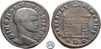 Follis 309-310 n. Chr. Divus Romulus (+ 309) Roma, Kopf / Rundtempel, Sohn des Maxentius, gutes Portrait, selten, ss