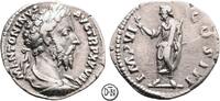 Marcus Aurelius (161-180) Denar Roma, Büste / Genius Senatus mit Zweig und Szepter, sehr seltene Büstenvariante, -