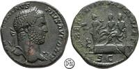 Caracalla (198/211-217) Sesterz Roma, Kopf / LIBERALITAS AVGG VI ET V, beide Kaiser auf Podest, sehr selten, -