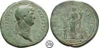 Hadrian (117-138) Sesterz Roma, Kopf / Hilaritas mit Kindern, schöne grüne Patina, -