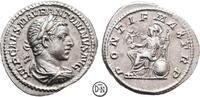 Elagabal (218-222) Denar Roma, Büste / Roma mit Victoria auf Thron, attraktives, frühes Exemplar, -