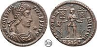 Constantius II (337-361) Maiorina Siscia, Büste / Kaiser mit Labara, geprägt unter Vetranio, hübsche Details, -