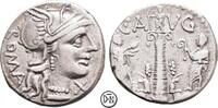 C. Minucius Augurinus (Münzmeister) Denar 135 v. Chr. Roma, Romakopf / Ehrensäule (Columna Minucia),