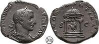Trebonianus Gallus (251-253) Sesterz 251-253 n. Chr. Roma, Büste / Tempel der Iuno Martialis, sehr s