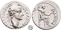Tiberius (14-37) Denar 36-37 n. Chr. Lugdunum, Kopf / Livia auf Thron, Prachtexemplar mit ausgezeich