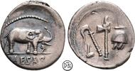 C. Julius Caesar (+ 44 v. Chr.) Denar 49 v. Chr. Heeresmünzstätte, Elefant / Priestergeräte, attrakt
