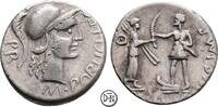 Cn. Pompeius Iunior (Imperator) Denar Heeresmünzstätte in Spanien, Romakopf / Hispania und Pompeius, gute Erhaltung, -
