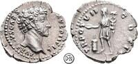 Marcus Aurelius Caesar (139-161) Denarius 152-153 n. Chr. Roma, Kopf / Genius Exercitus mit Patera u