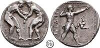 Aspendos (Pamphylia) Stater 420-370 v. Chr. Zwei Ringkämpfer / Schleuderer, feiner früher Stil, sehr