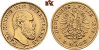 WÜRTTEMBERG 5 Mark Karl, 1864-1891. -
