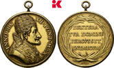 ITALIEN Tragbare, vergoldete Bronzemedaille Innocenz XI., 1676-1689. -