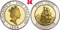 NEUSEELAND 50 Cents BIMETALL. Auflage: 500 Exemplare. Elisabeth II., 1952-2022. -