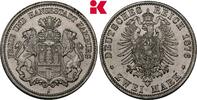 HAMBURG 2 Mark 1876. Freie und Hansestadt. Min. Reste von Zaponlack, fast Stempelglanz