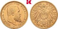 WÜRTTEMBERG 10 Mark 1909. Wilhelm II., 1891-1918. Vorzüglich, kl. Randfehler