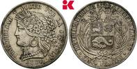 PERU 5 Pesetas 1880 BF. Republik seit 1822. Sehr sch&ouml;n +, kl. Randfehler 225,00 EUR  zzgl. 5,90 EUR Versand