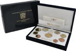 Vatikan Set von 50, 2 und 1 Euro; 50, 20, 10, 5, 2 und 1 C 2014 R, Rom. Auflage: 2.000 Exemplare. Benedikt XVI., 2005-2013. Polierte Platte in Or...