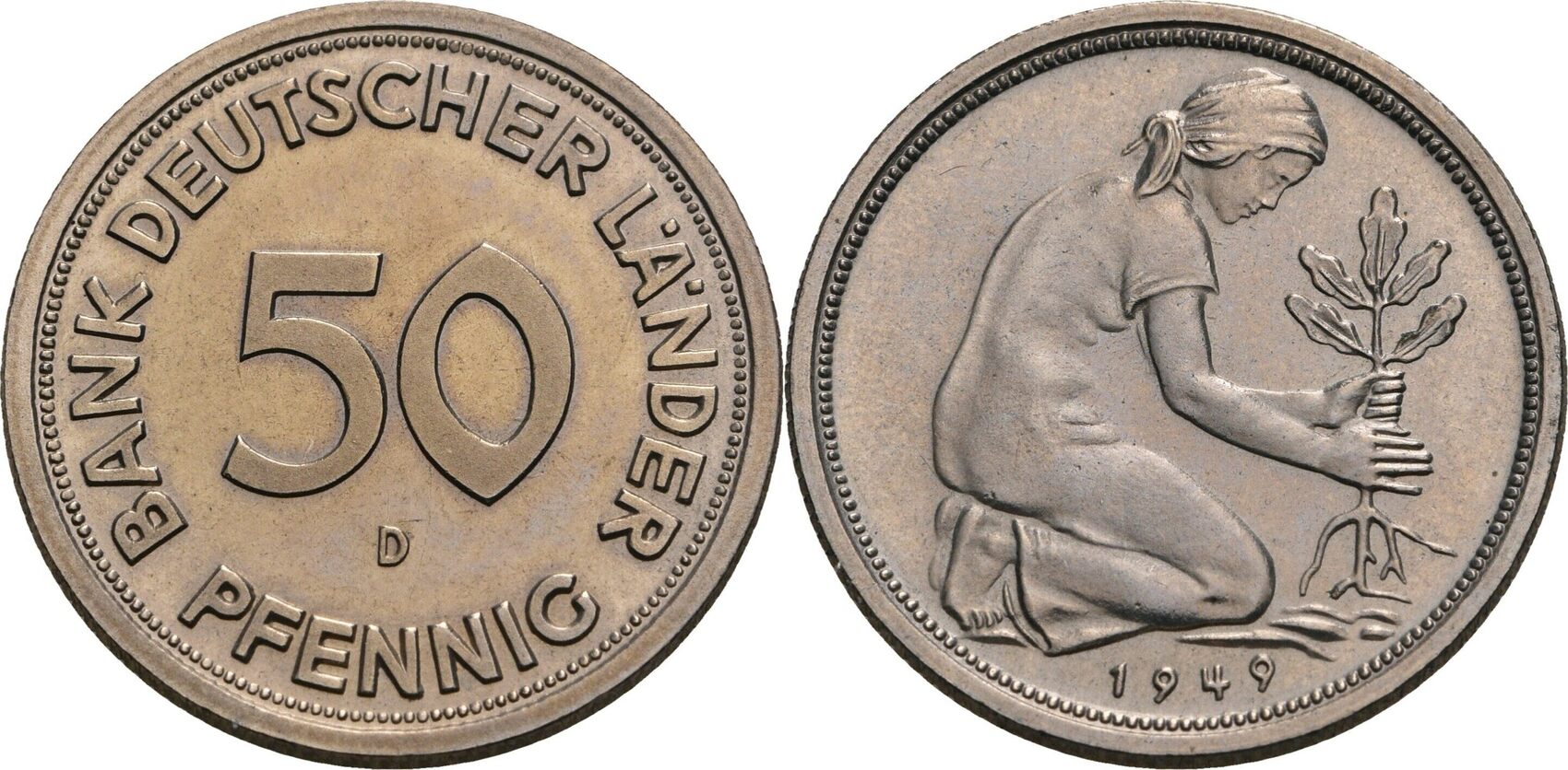 50 Pfennig 1949 D, München BRD Bank Deutscher Länder PP, Auflage nur 200 Ex.! | MA-Shops