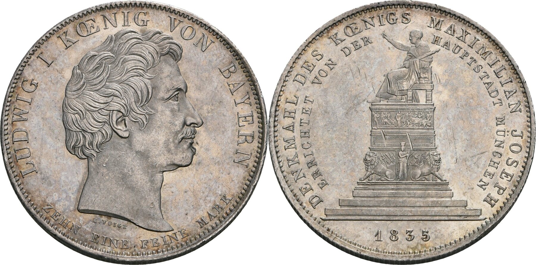 Bayern Geschichtstaler, München 1835 Ludwig I., 1825-1848 F. Vz, L ...