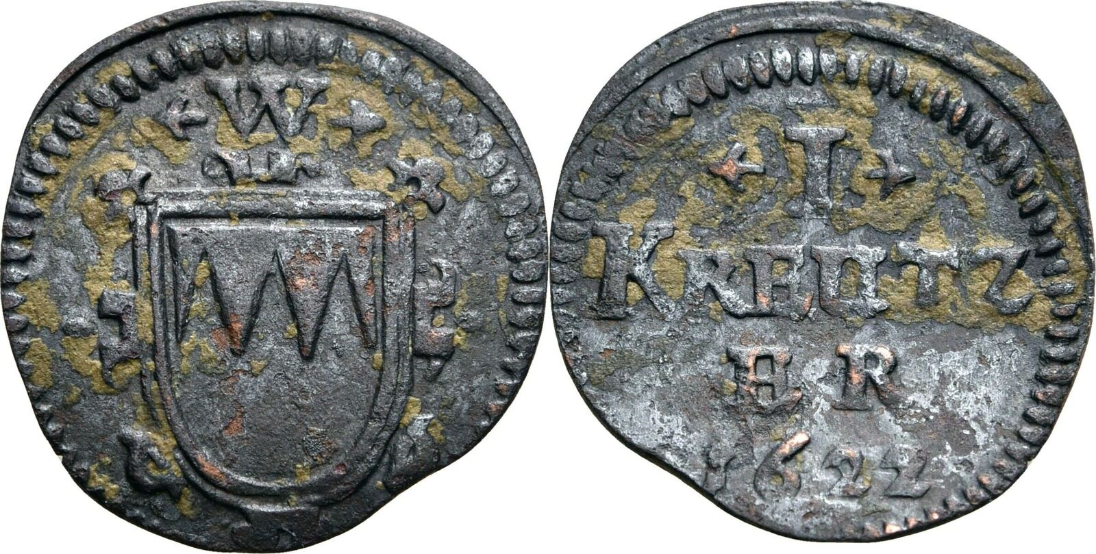 Würzburg, Hochstift KipperKreuzer, Nürnberg 1622 Johann Gottfried von