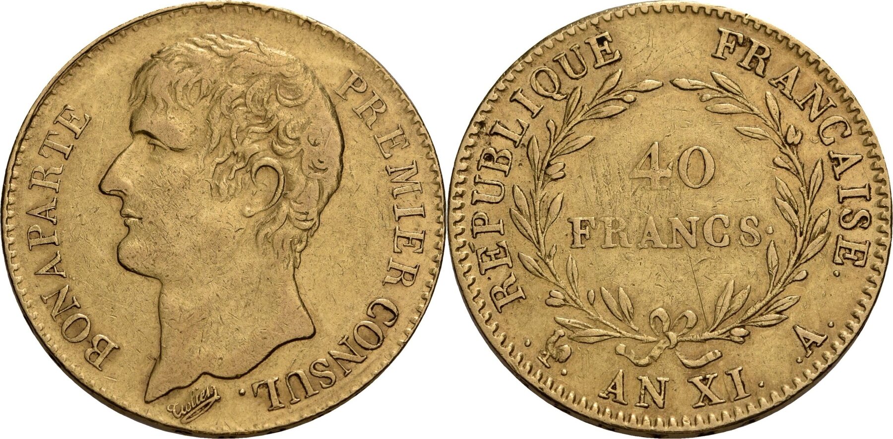 Frankreich 40 Francs A, Paris An XI (1802/1803) Napoléon Bonaparte