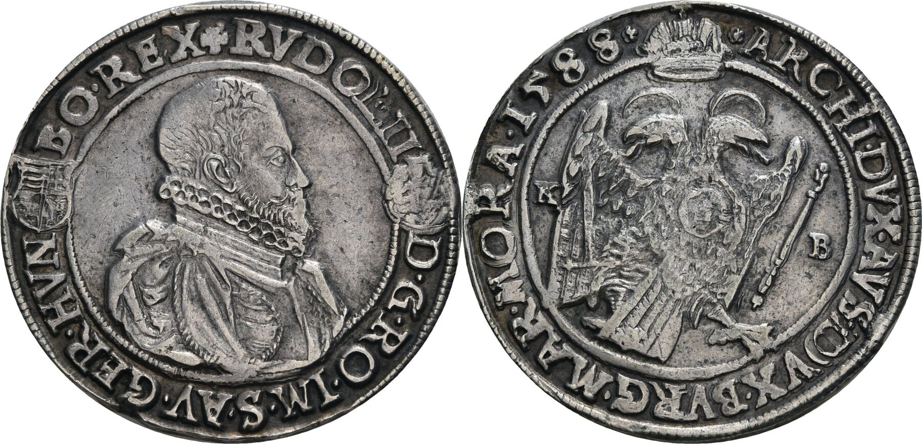 Habsburg Taler KB, Kremnitz 1588 Rudolf II., 15761612 ss, Felder l