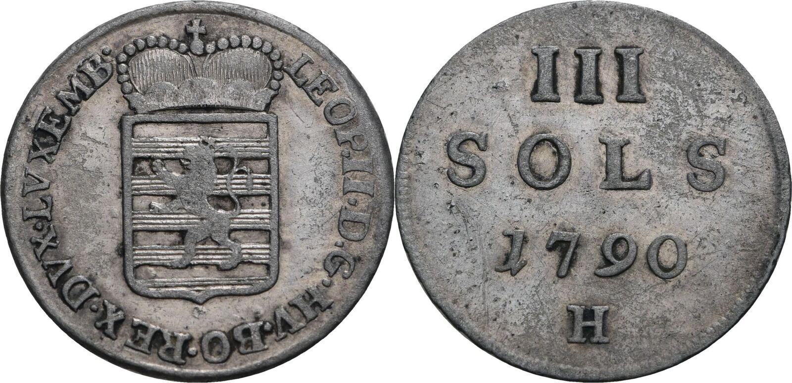 Habsburg, Markgrafschaft Burgau 3 Sols H, Günzburg 1790 Leopold II