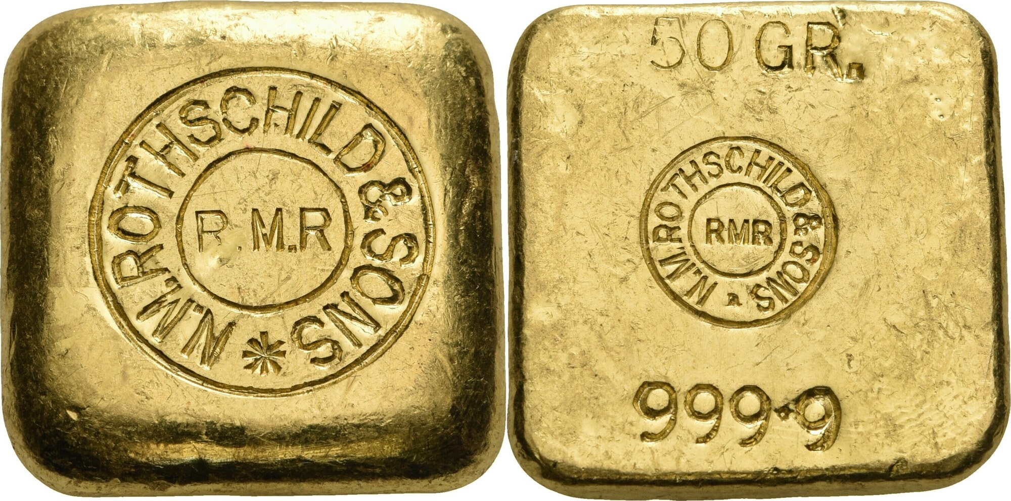 Rothschild Goldbarren 50 Gramm Goldbarren Historischer Barrern vz, kl