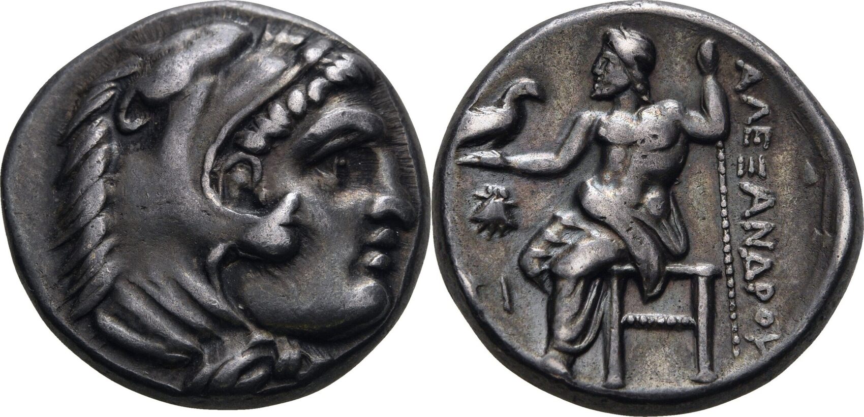 Versilberte Drachme Replik – Griechische Münze Von Alexander Dem Großen, 336-323 V. Chr., 28 Mm, Sammlerstück & Deko