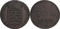 Habsburg Kupfer-1 Sol H, Günzburg für Luxemburg Leopold II., 1790-1792 -