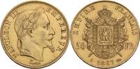 Frankreich 50 Francs A, Paris 1867 Napoleon III., 1852-1870 ss, Vs. min. berieben