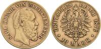 Württemberg 10 Mark F, Stuttgart Karl, 1864-1891 -